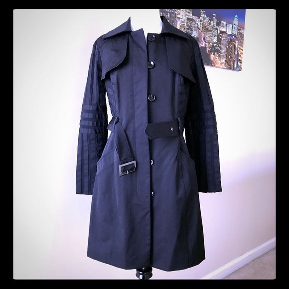bebe Jackets & Blazers - bebe Black Uptown Striped Sleeve Trench Coat